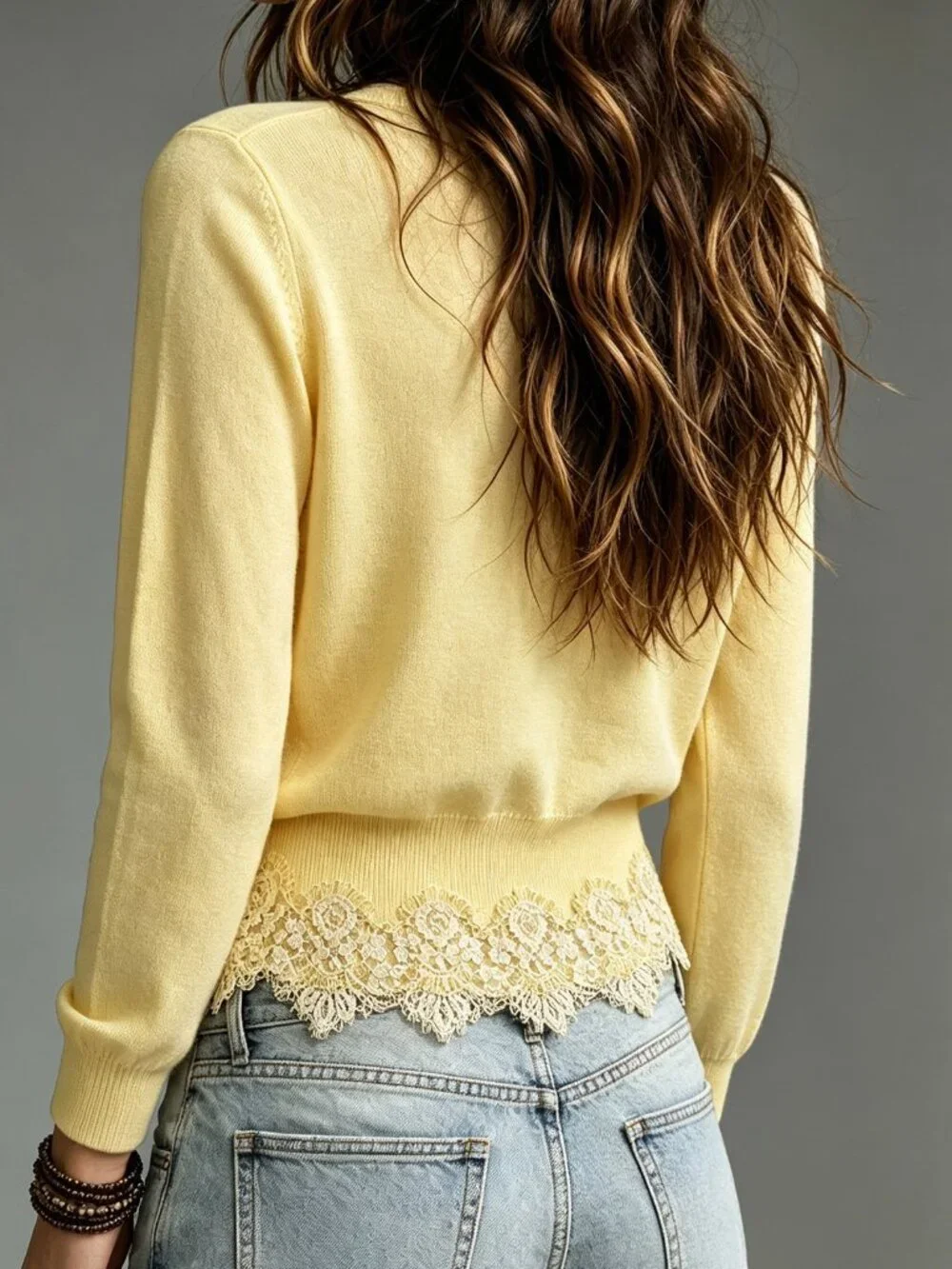 Yellow Casual Women's Single-Breasted French Elegant Cardigan